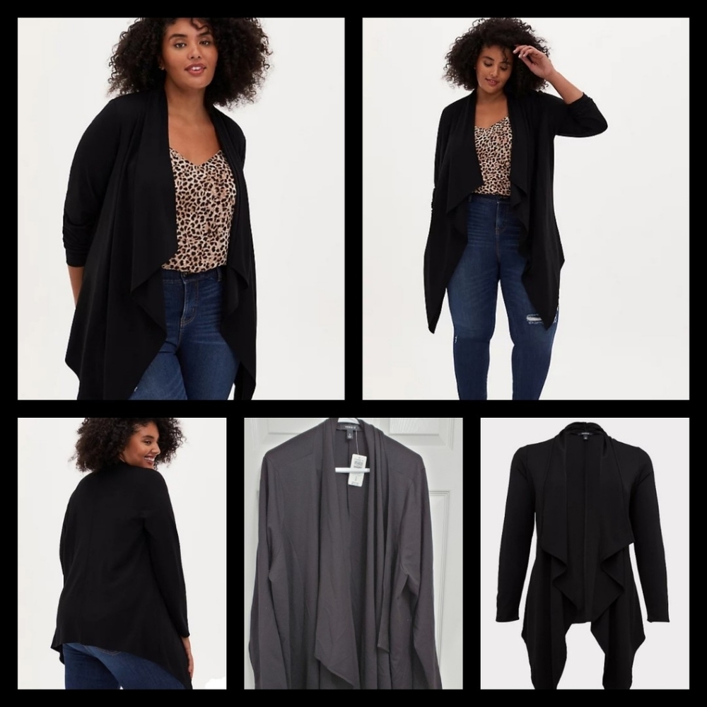 Torrid Size 4 Black Drape Front Cardigan